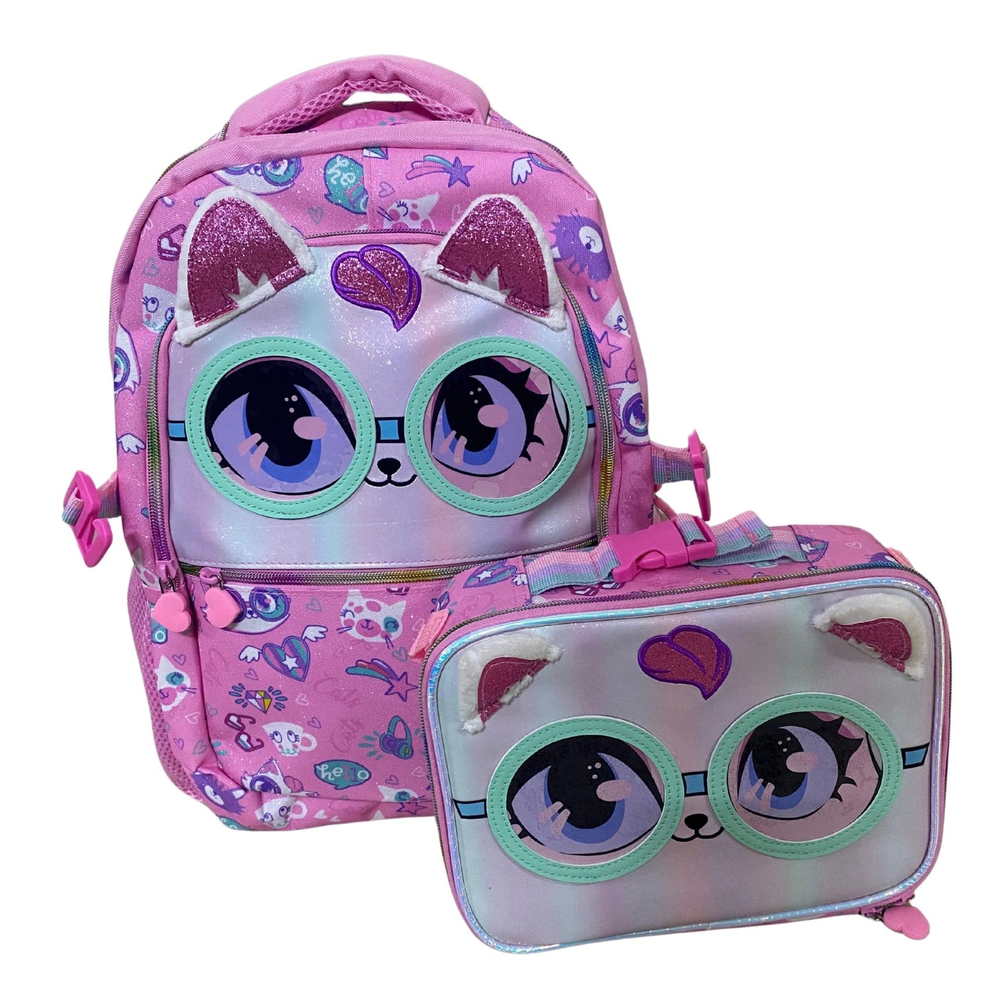Hot Pink Cat backpack set