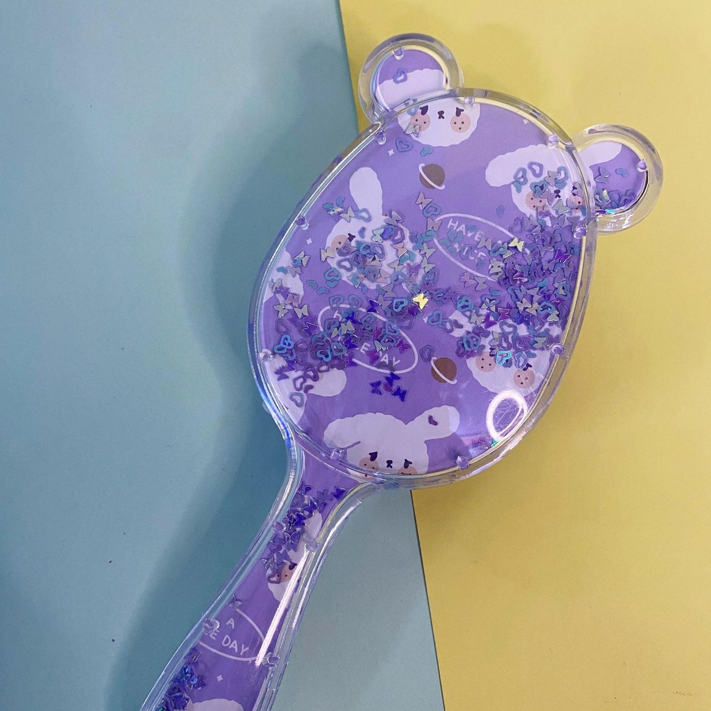 Confetti filled hair brush