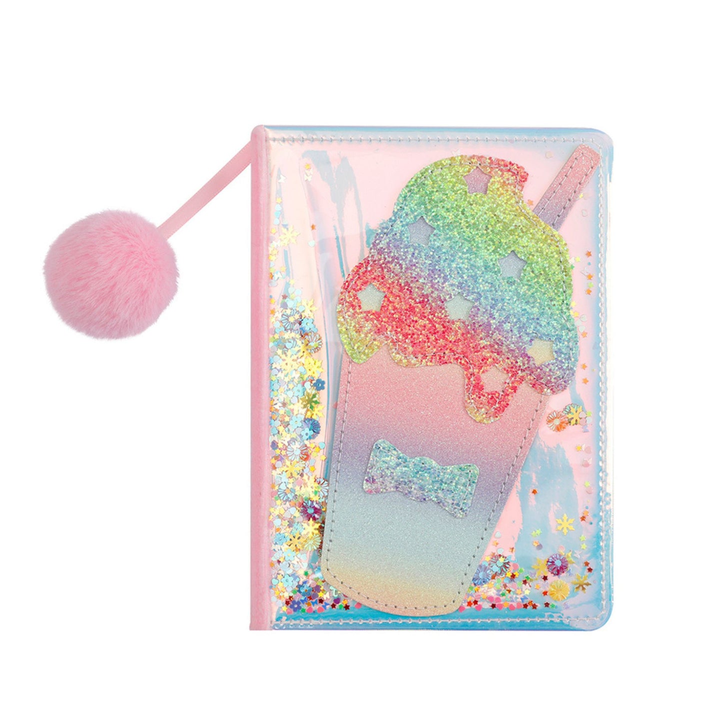 Holographic diaries with pom pom book mark
