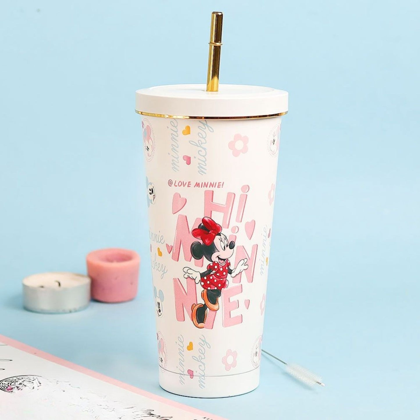 Disney Asthetic Insulated Steel Tumbler With Steel Straw