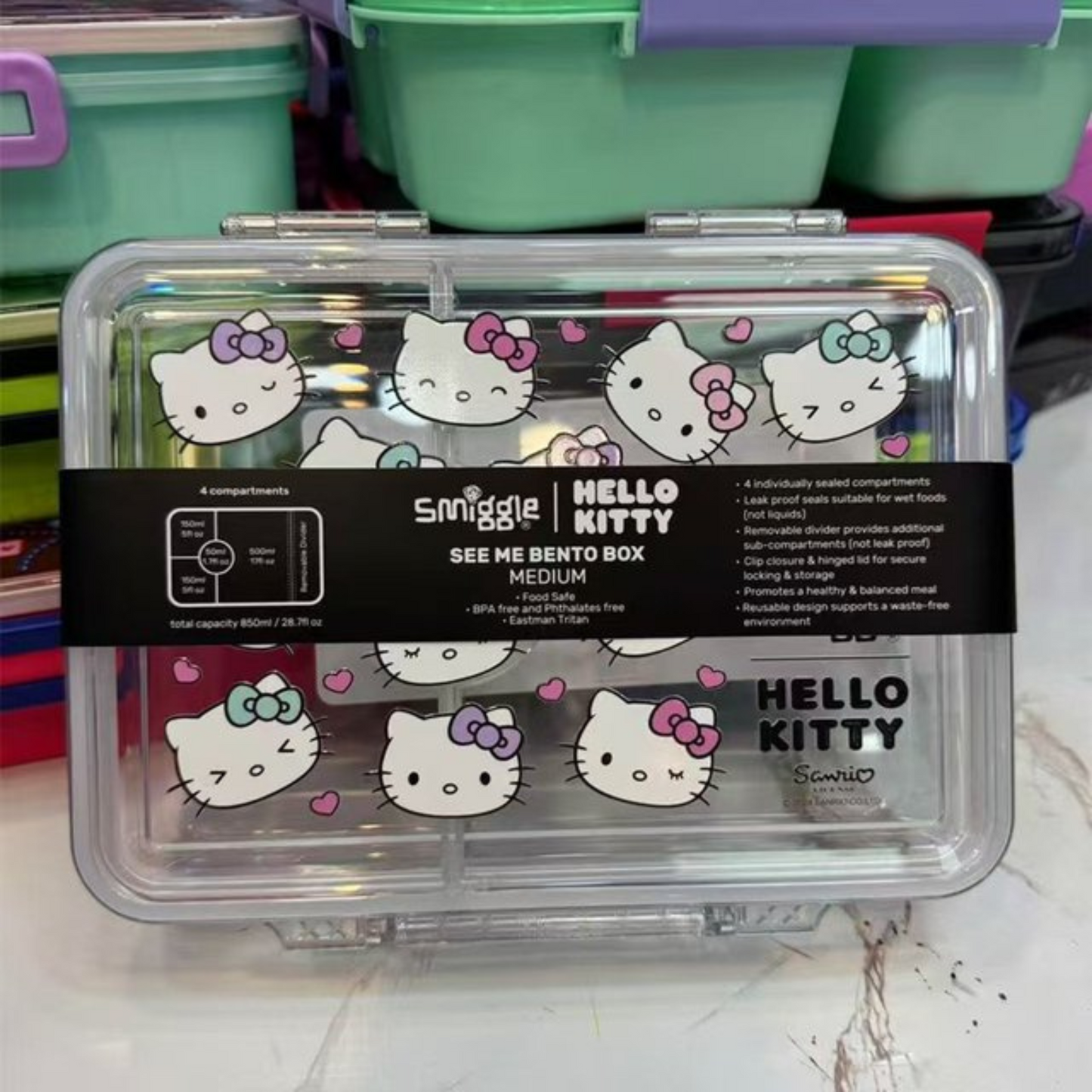 Smiggle Look Alike Kitty Theme Bento Lunch Box