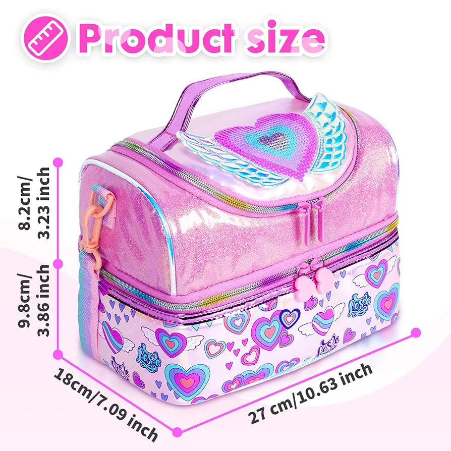Vest Series Duffle Style Heart Theme Lunch Bag
