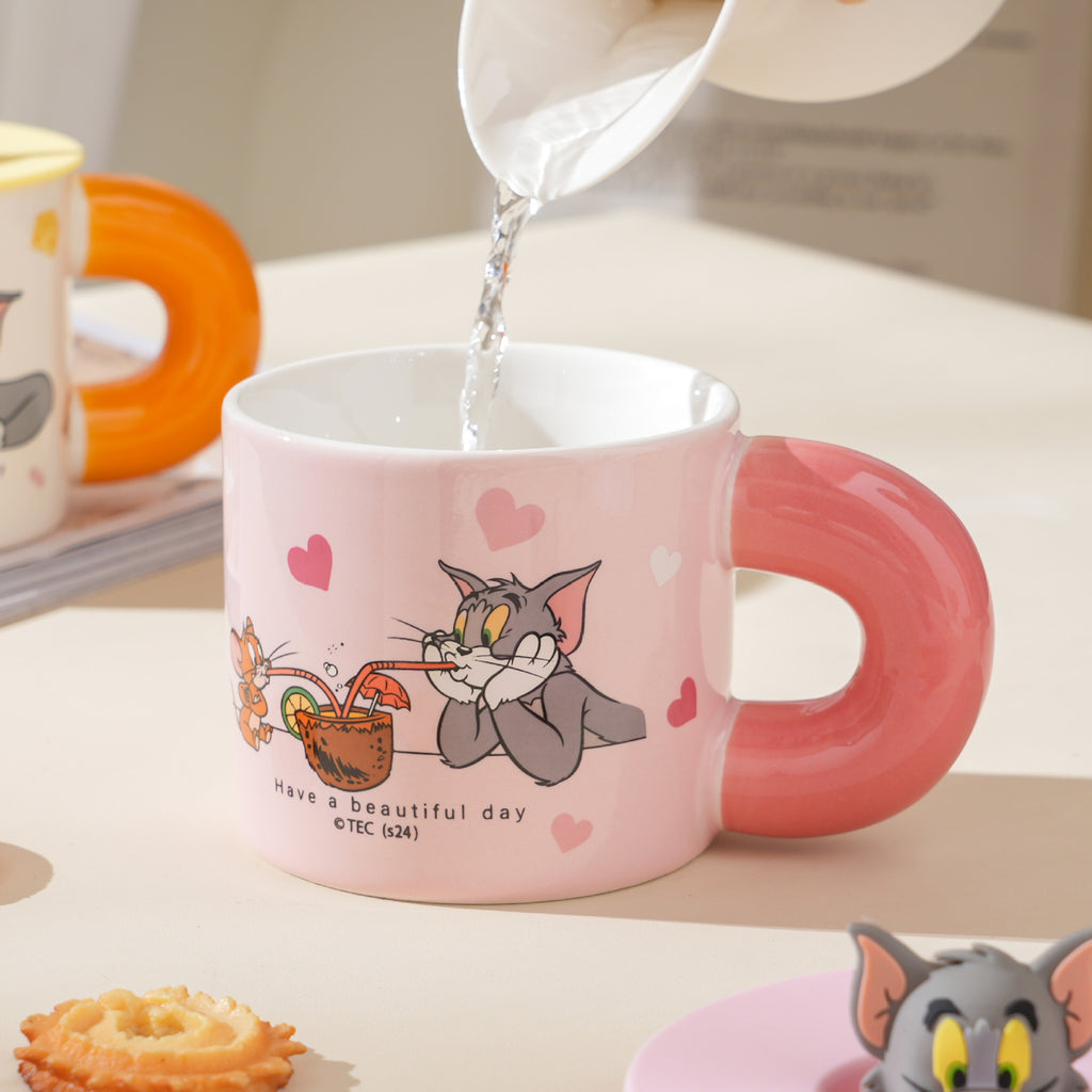 Tom and Jerry Ceramic Mugs with Silicon Lids