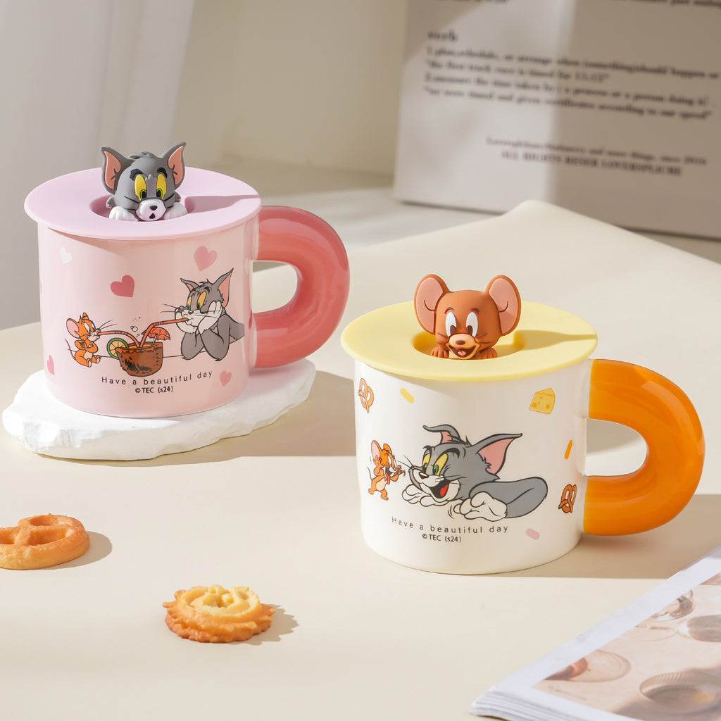 Tom and Jerry Ceramic Mugs with Silicon Lids