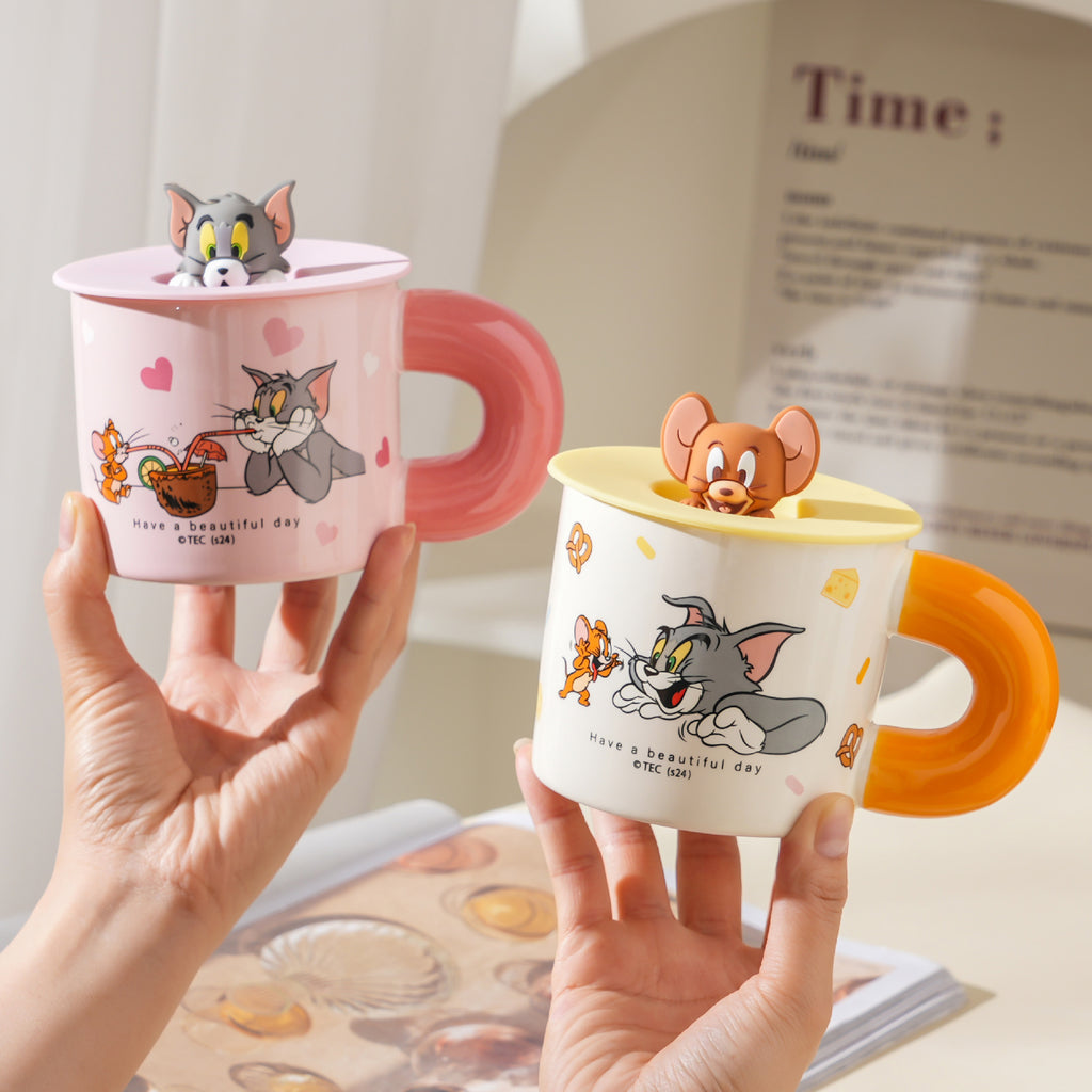 Tom and Jerry Ceramic Mugs with Silicon Lids