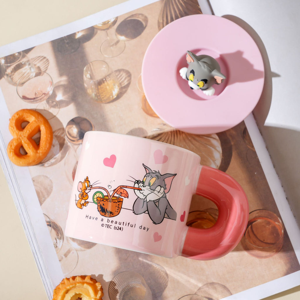 Tom and Jerry Ceramic Mugs with Silicon Lids