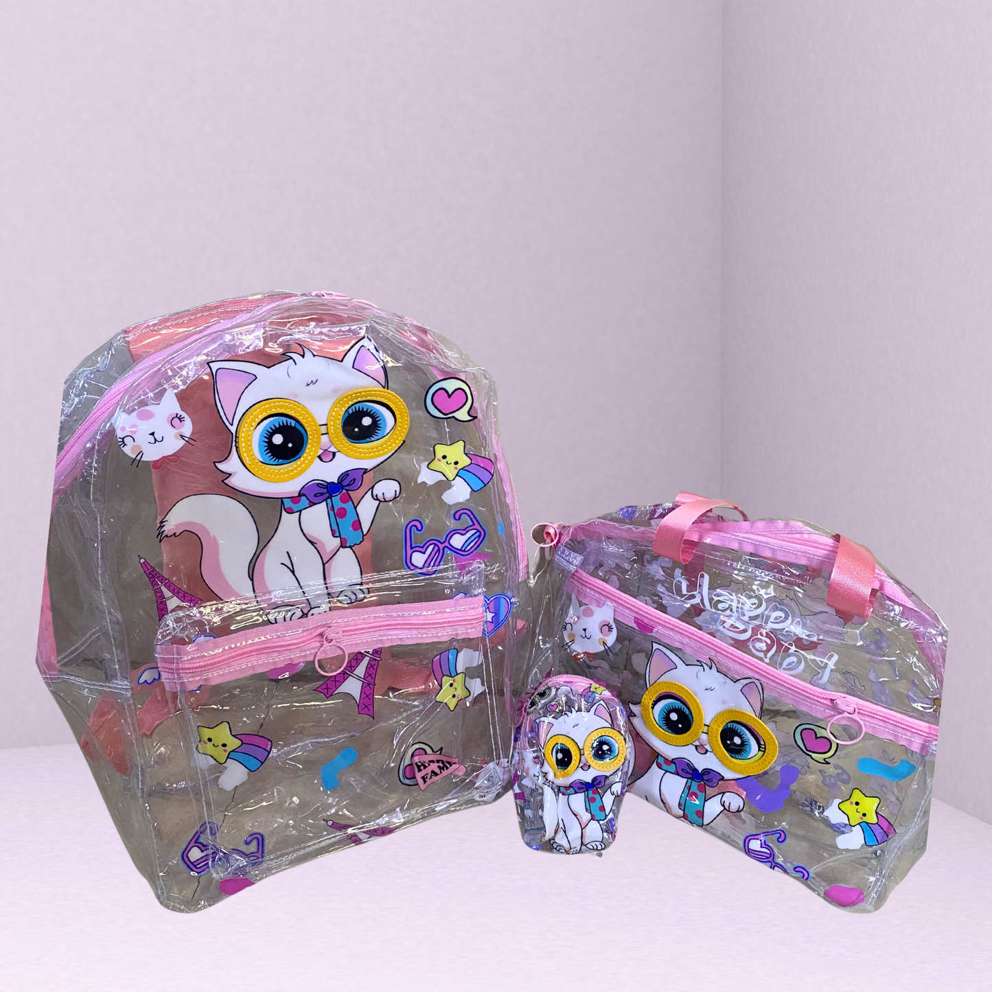Transparent 3 Piece Cat Jelly Bag Set