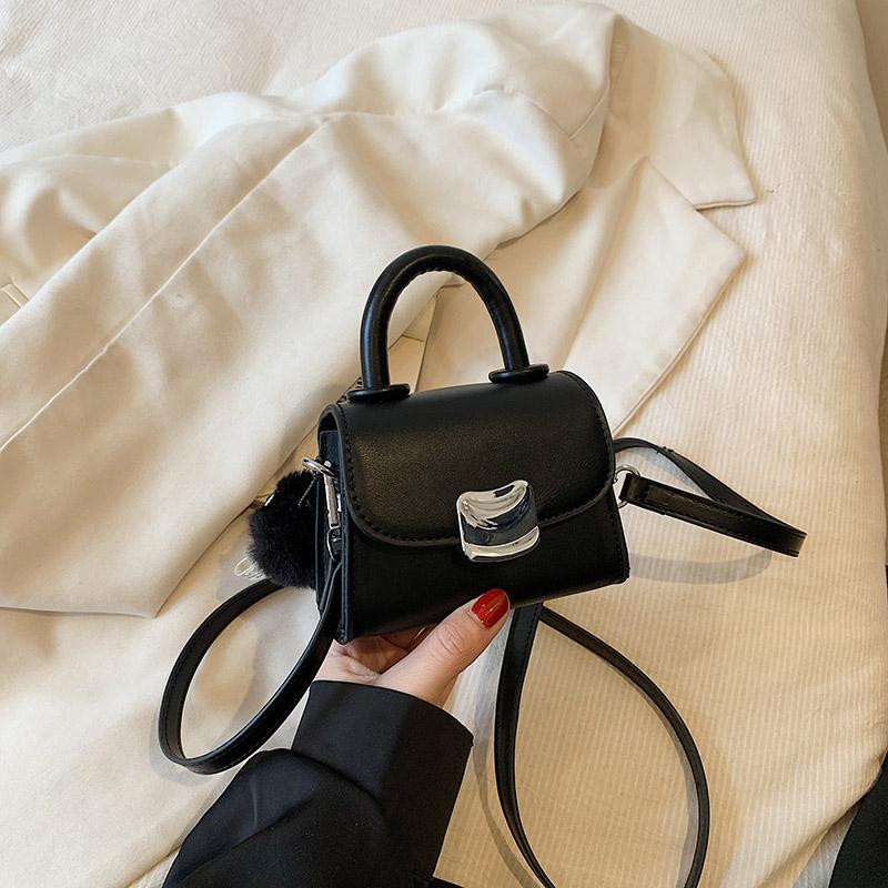 Leather Mini Pom Pom Bag