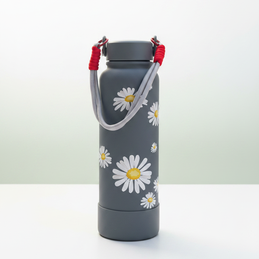 Insulated Grey Floral Flask (1200ml)