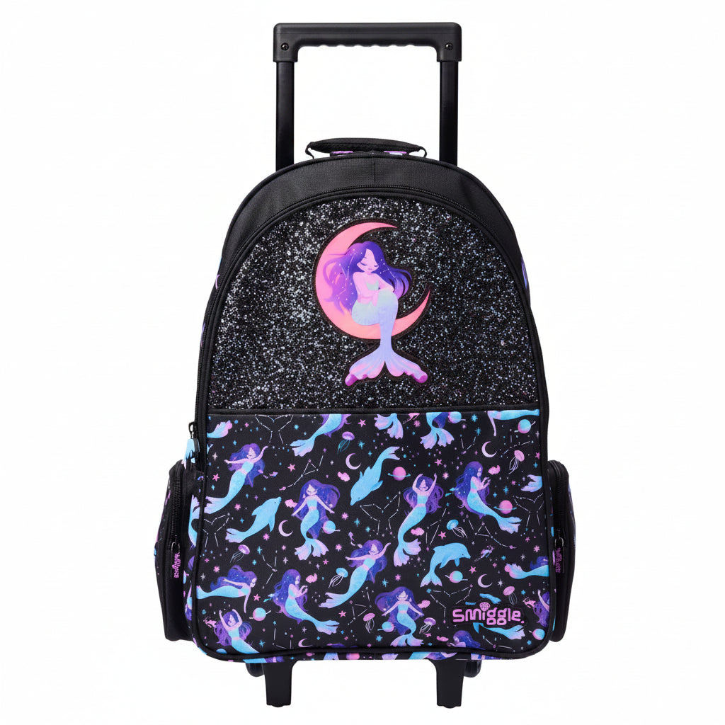 Black Mermaid Theme Trolley Backpack