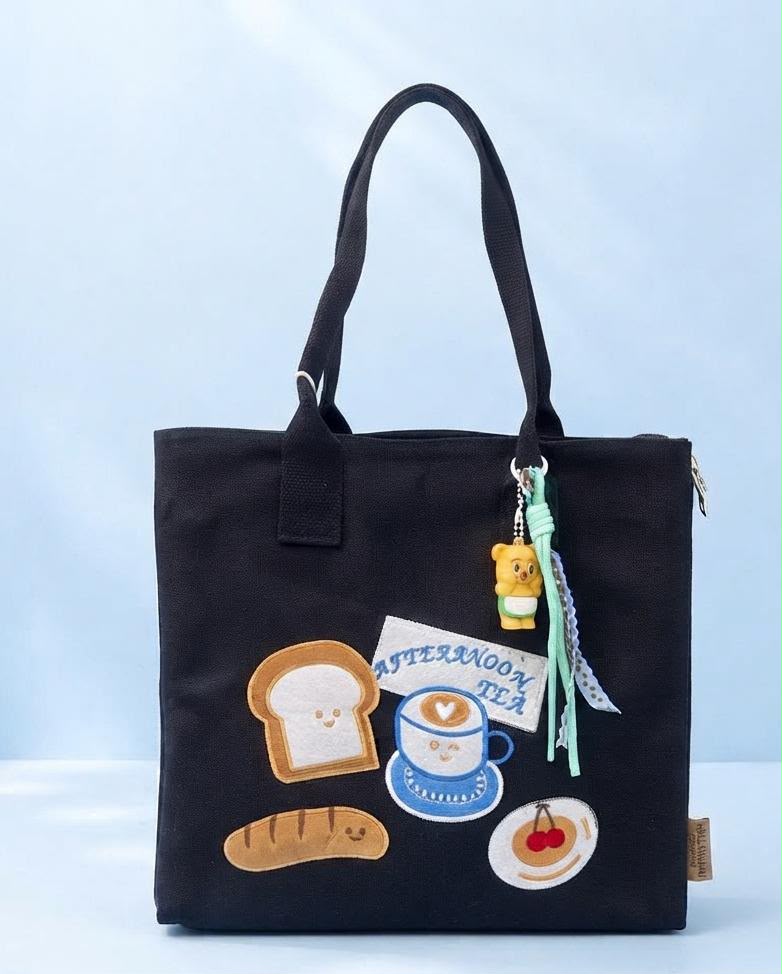 Adorable kawai bread and roll tote bags