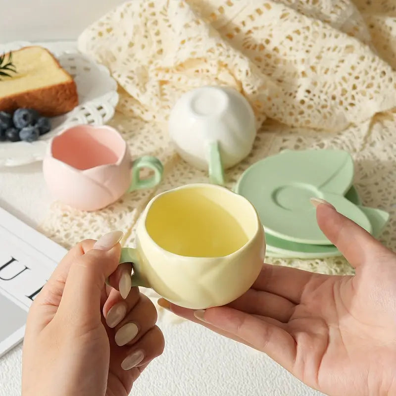 Mini Tulip Mugs And Saucer