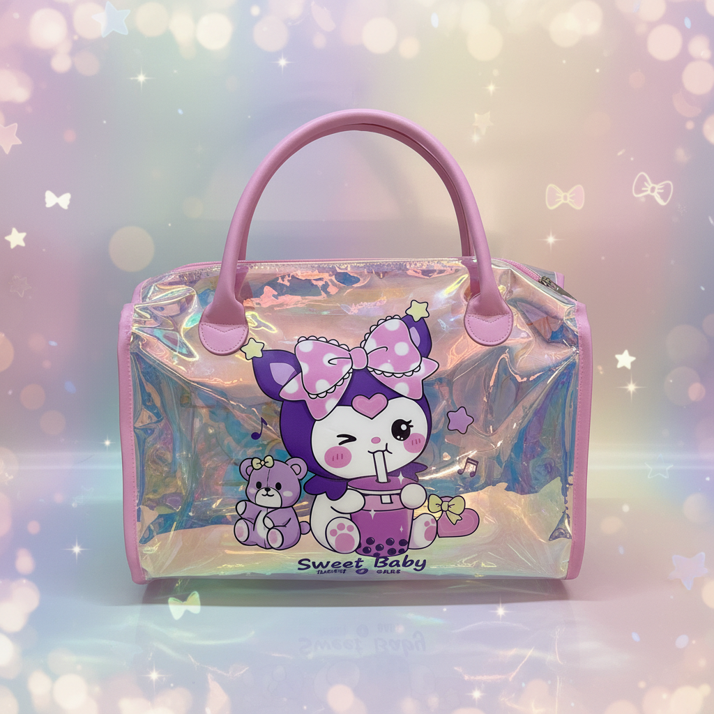 Holographic kuromi travel bag