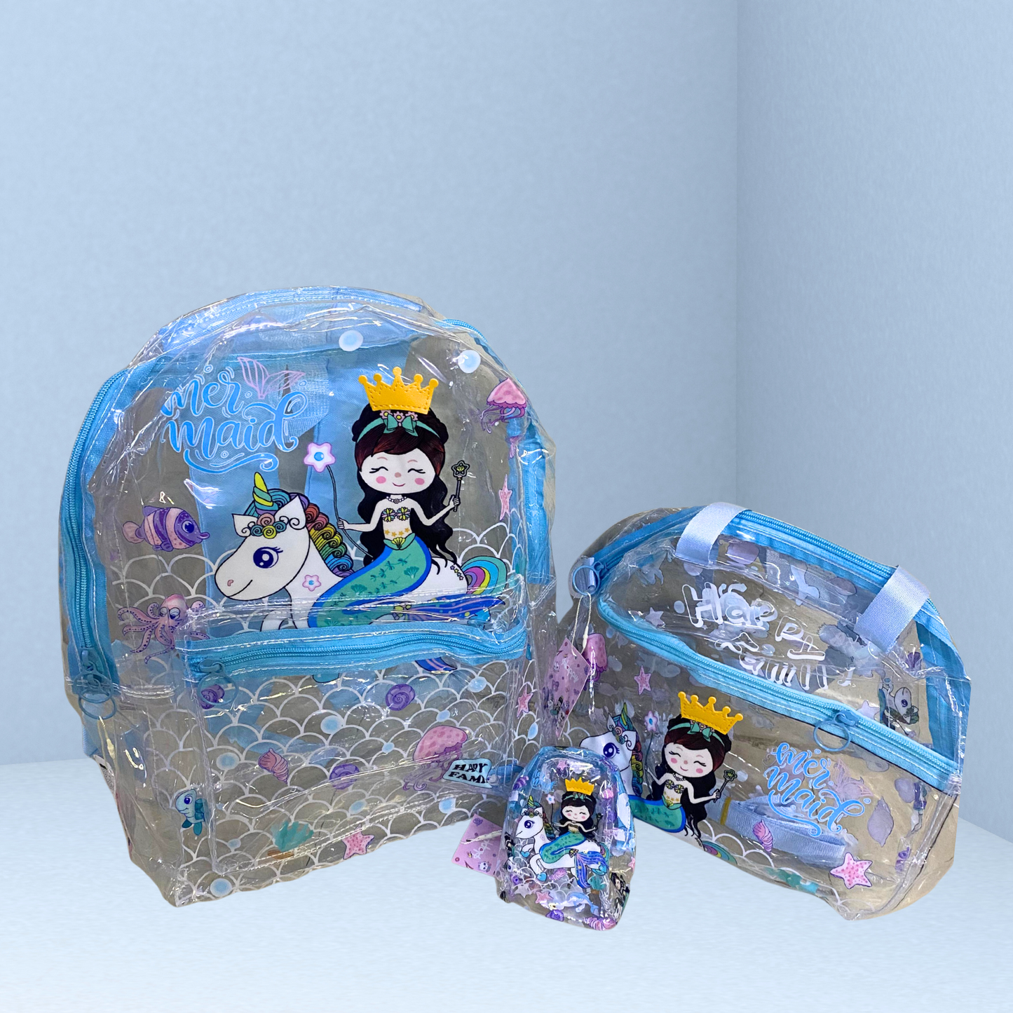 Transparent 3 piece Mermaid Jelly Bag Set