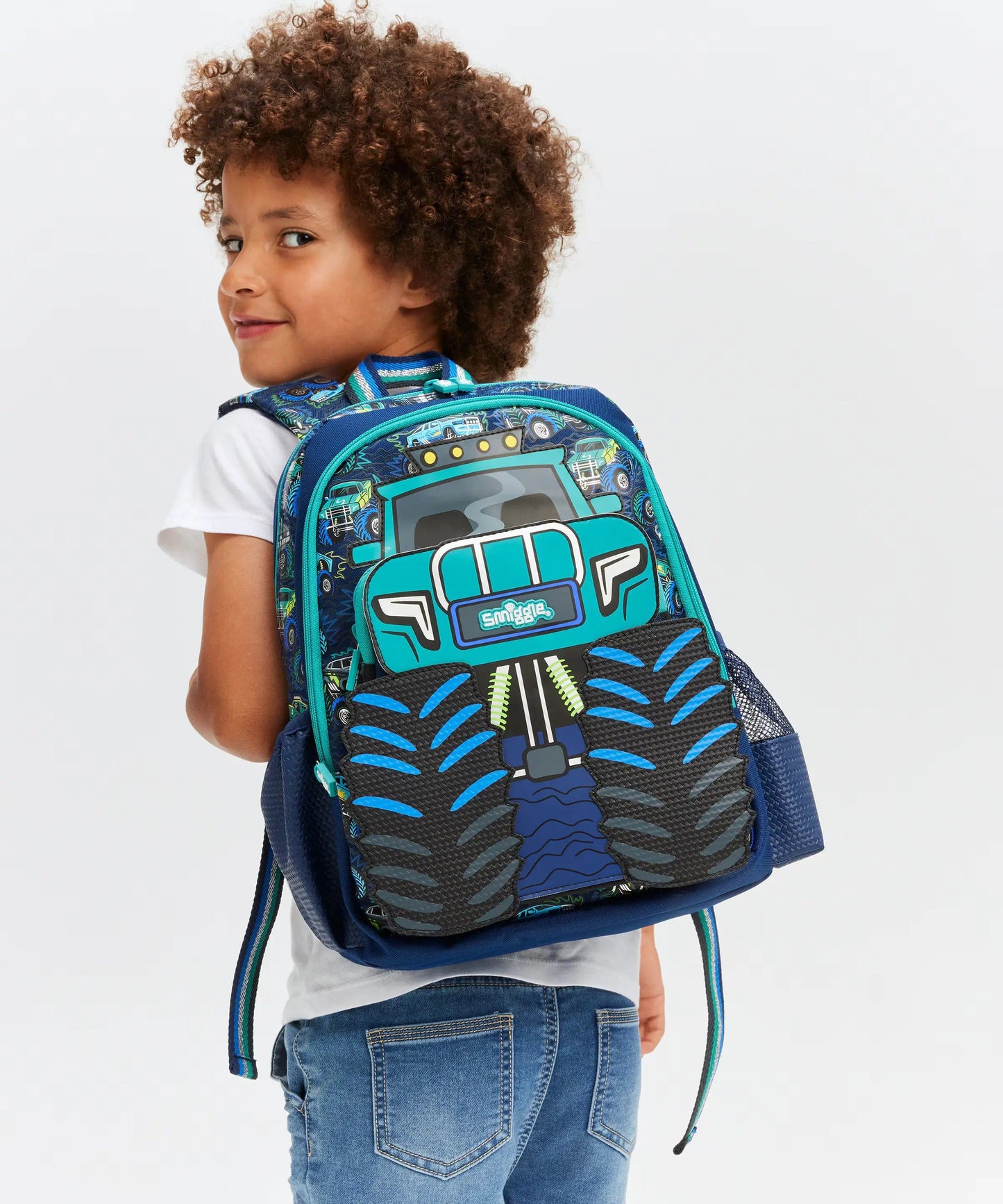 Smiggle Blue Truck Theme Backpack