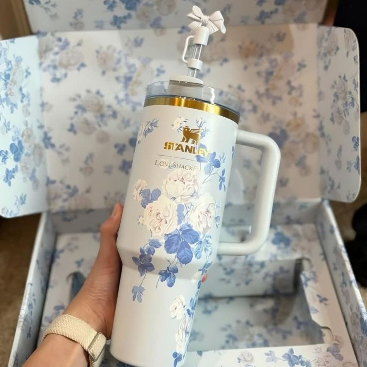 Stanley Blue Floral Tumbler