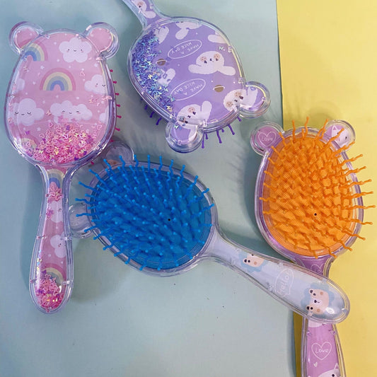 Confetti filled hair brush
