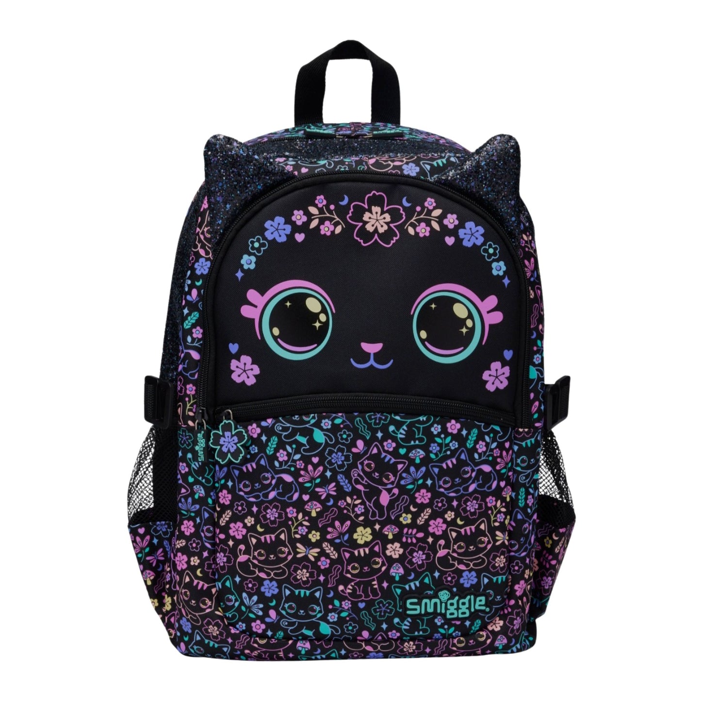 Smiggle open eye cat backpack