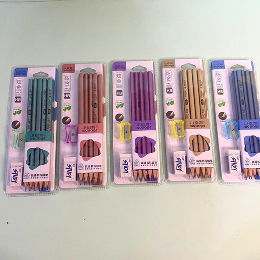 10 piece pencil pack with sharpener and eraser