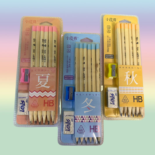 Wooden pencil pack (10 pencils) eraser, sharpener included