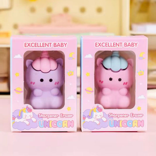 Cute unicorn eraser + sharpener