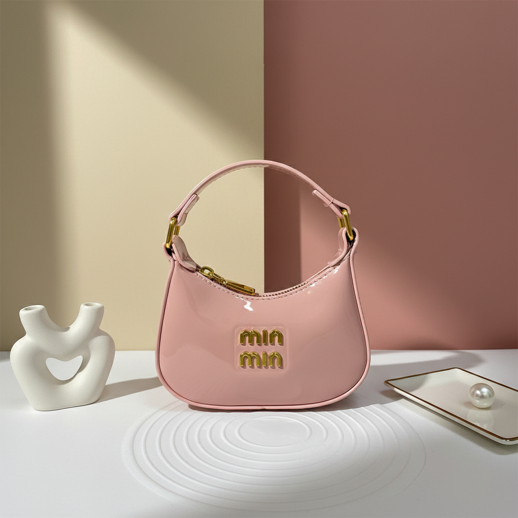 Elegant professional background for light pink mini bag