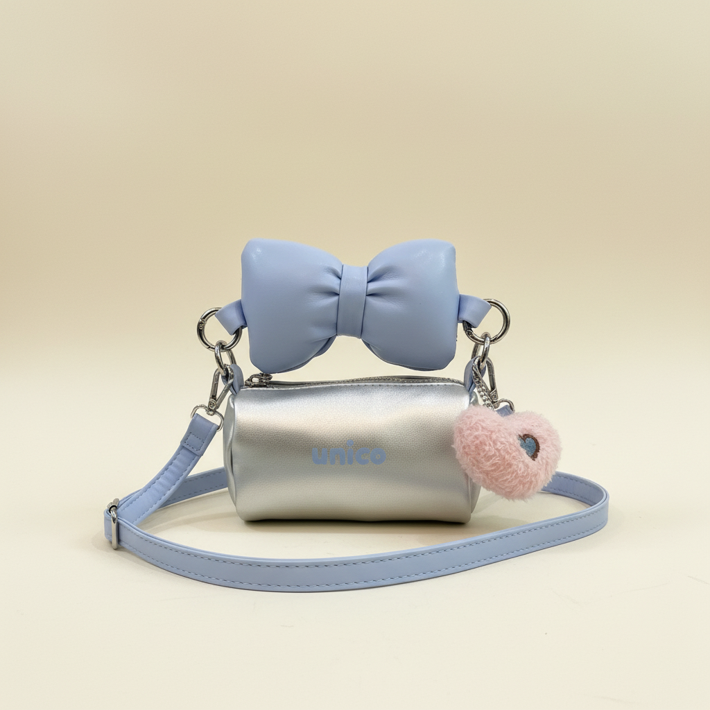 Realistic professional background for silver blue bag