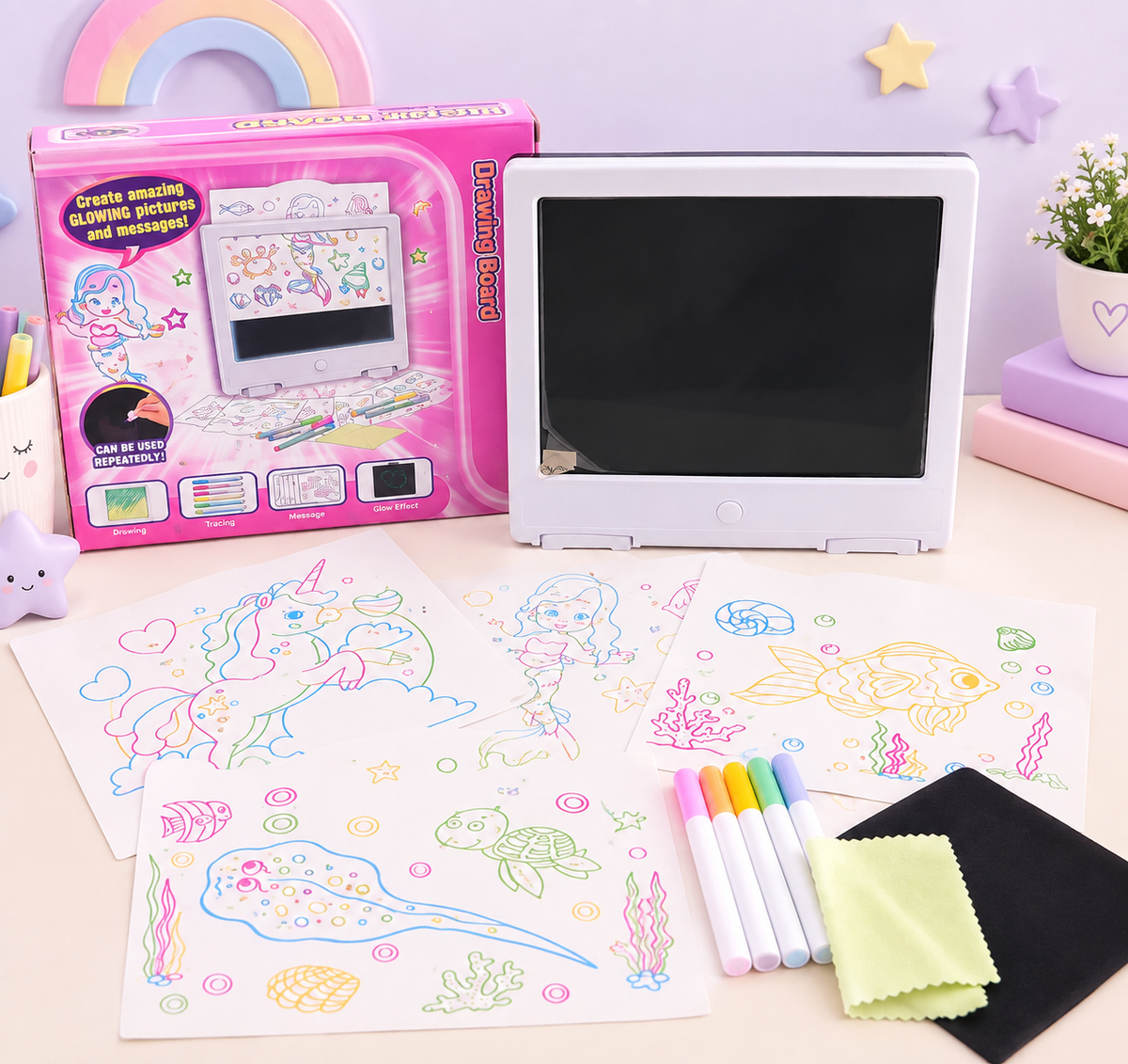 Big size led lighting board (with 6 markers , 6 drawing sheets and 1 wipe cloth)