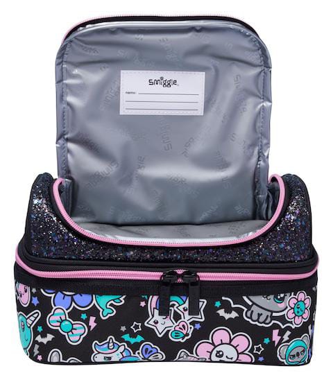 Smiggle Black Flower Theme Lunch Bag