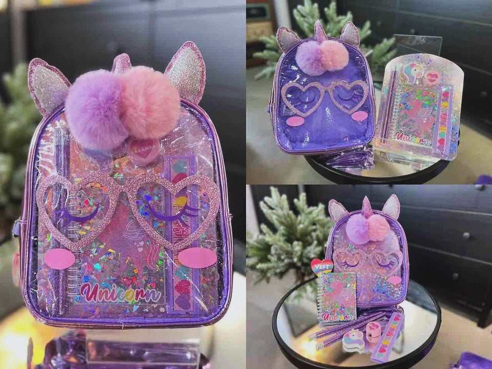 Vest Series Unicorn Theme Backpack With Stationary