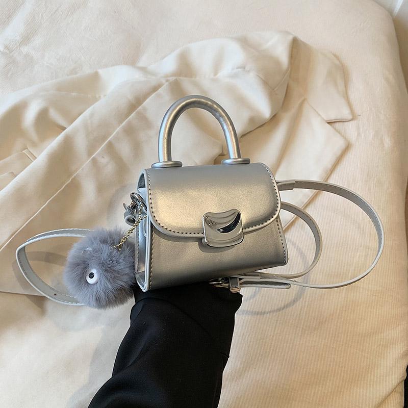 Leather Mini Pom Pom Bag