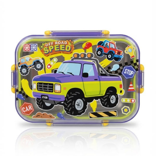 Car Theme Insulated 3 Compartment Lunch Box