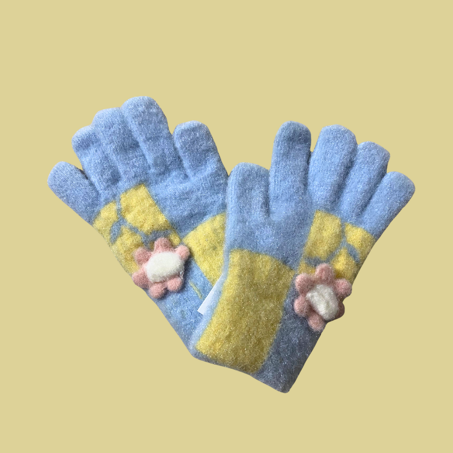 Flower Knitted Gloves