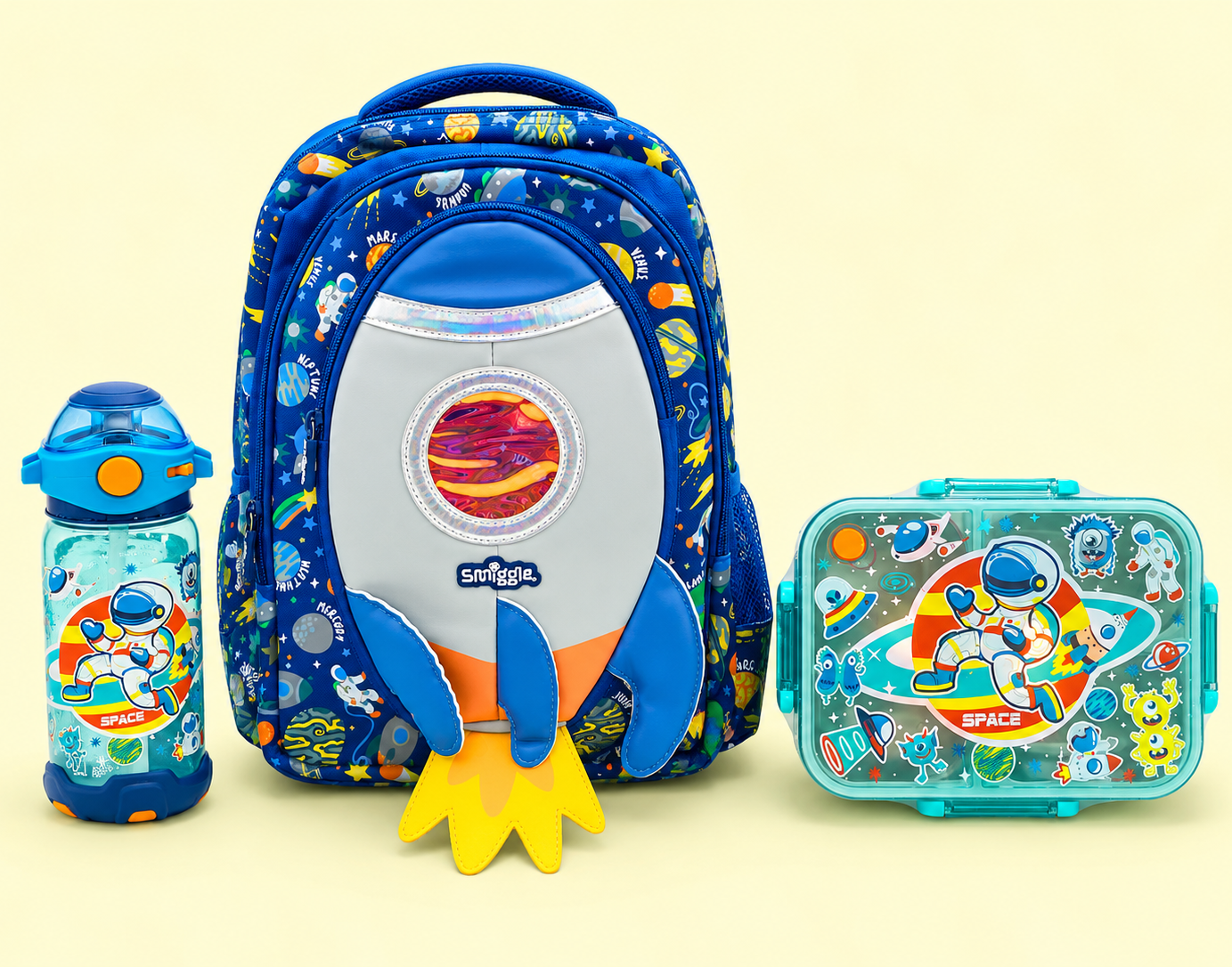 Space Theme Bundle (14 inch Bag, LunchbBox, Water Bottle)