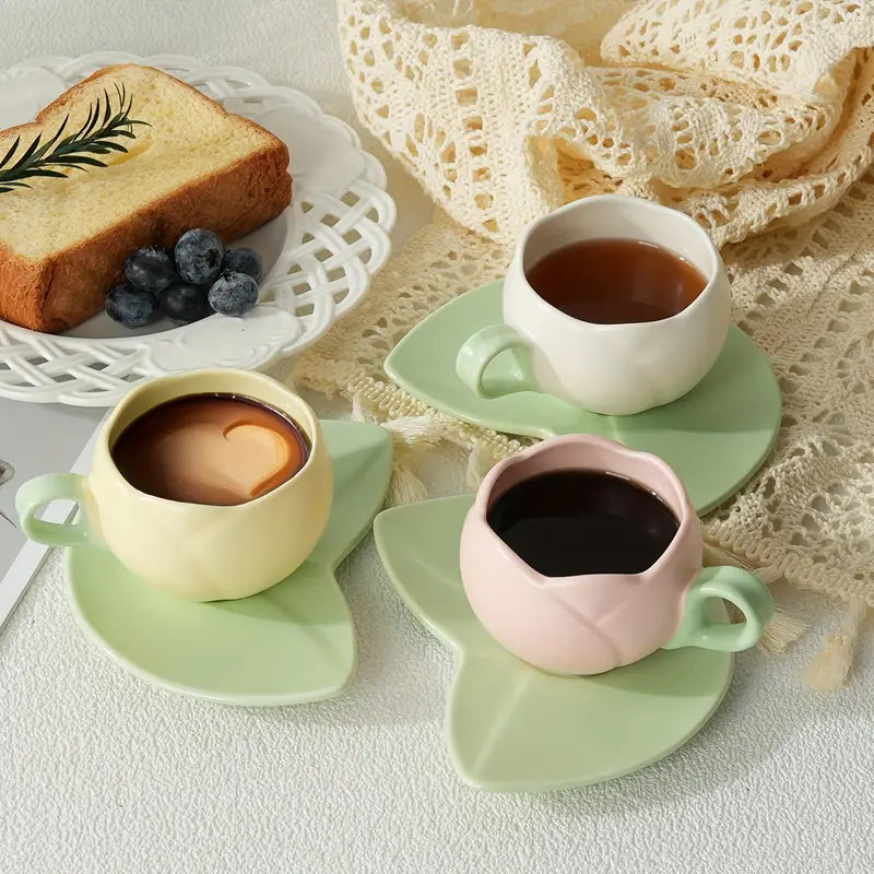 Mini Tulip Mugs And Saucer