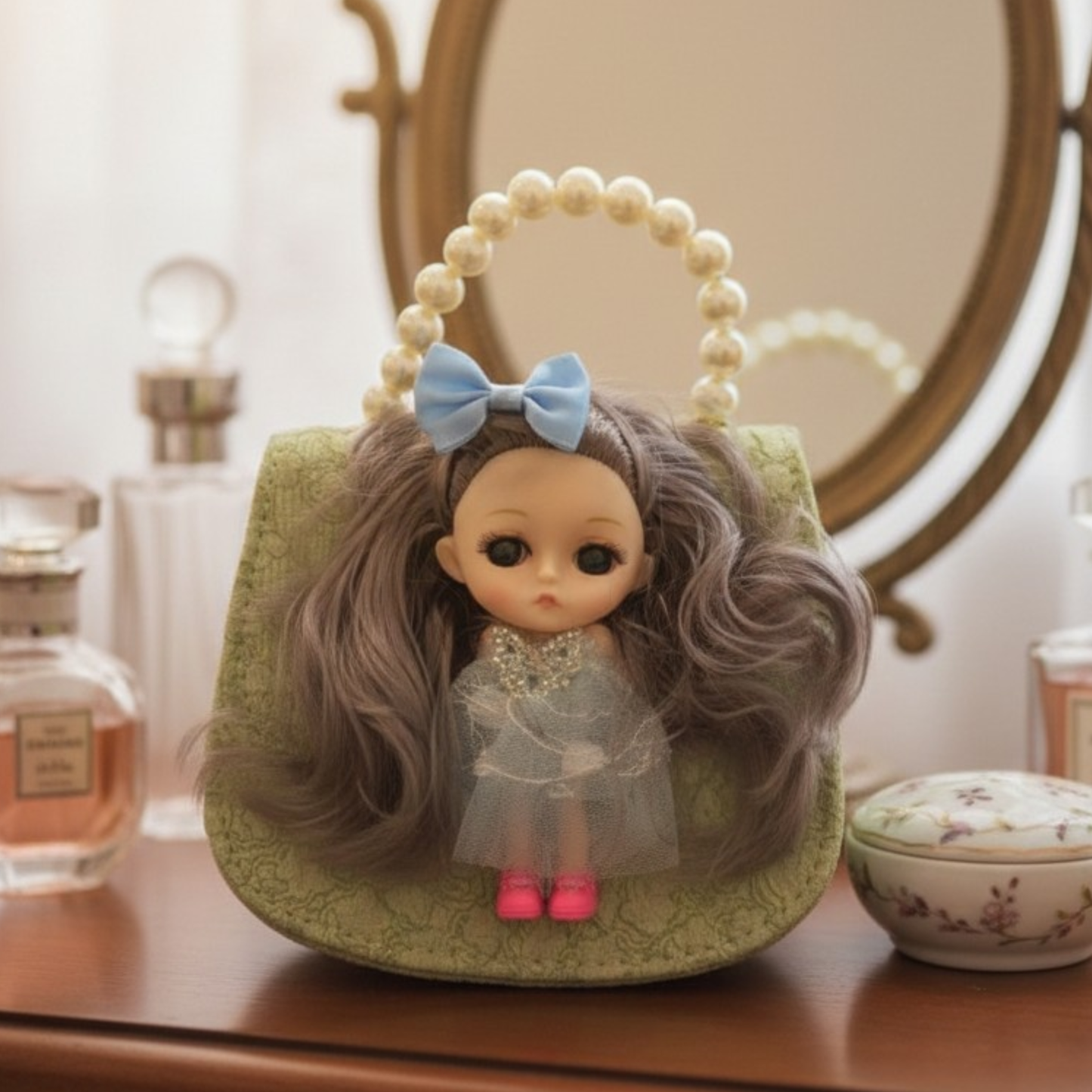 Cute Dolls Bag With Long Chain