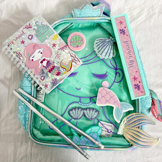 Vest Series Mermaid Theme Backpack With Stationery
