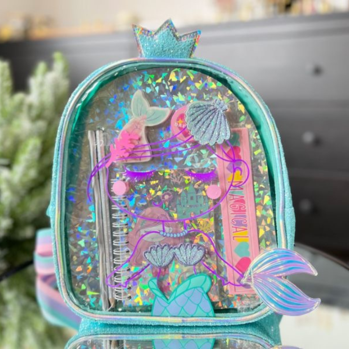 Vest Series Mermaid Theme Backpack With Stationery