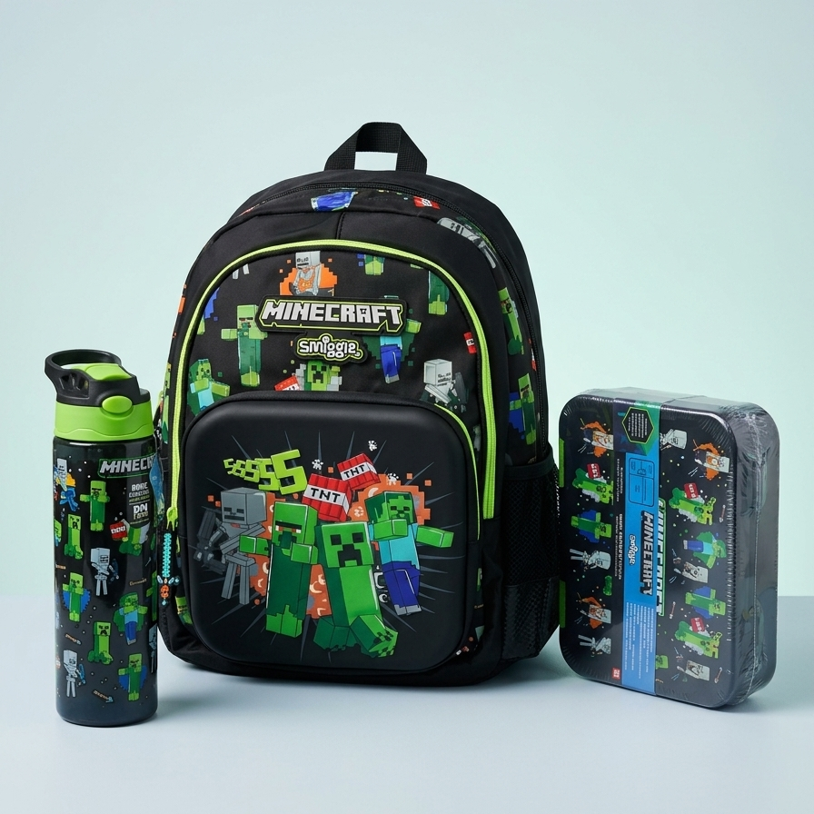 Minecraft Theme Bundle (14 inch bag, lunch box, water bottle)