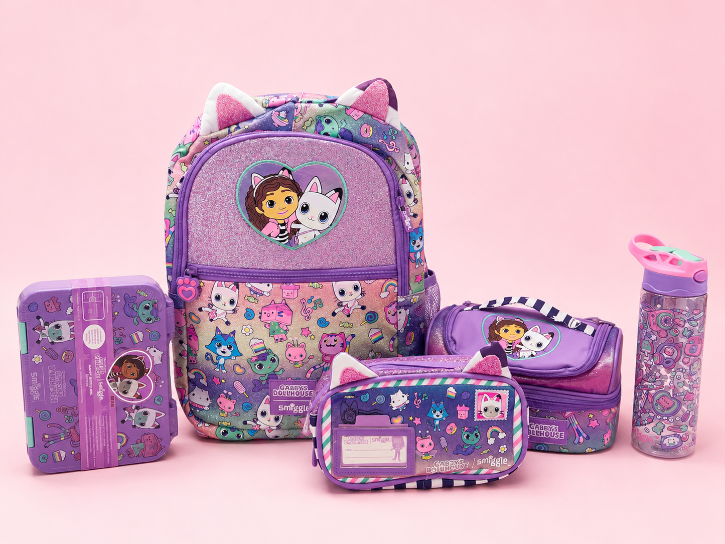 Gabby Doll House Bundle (17 inch bag, Pencil Pouch, Lunch Box, Lunch Bag)