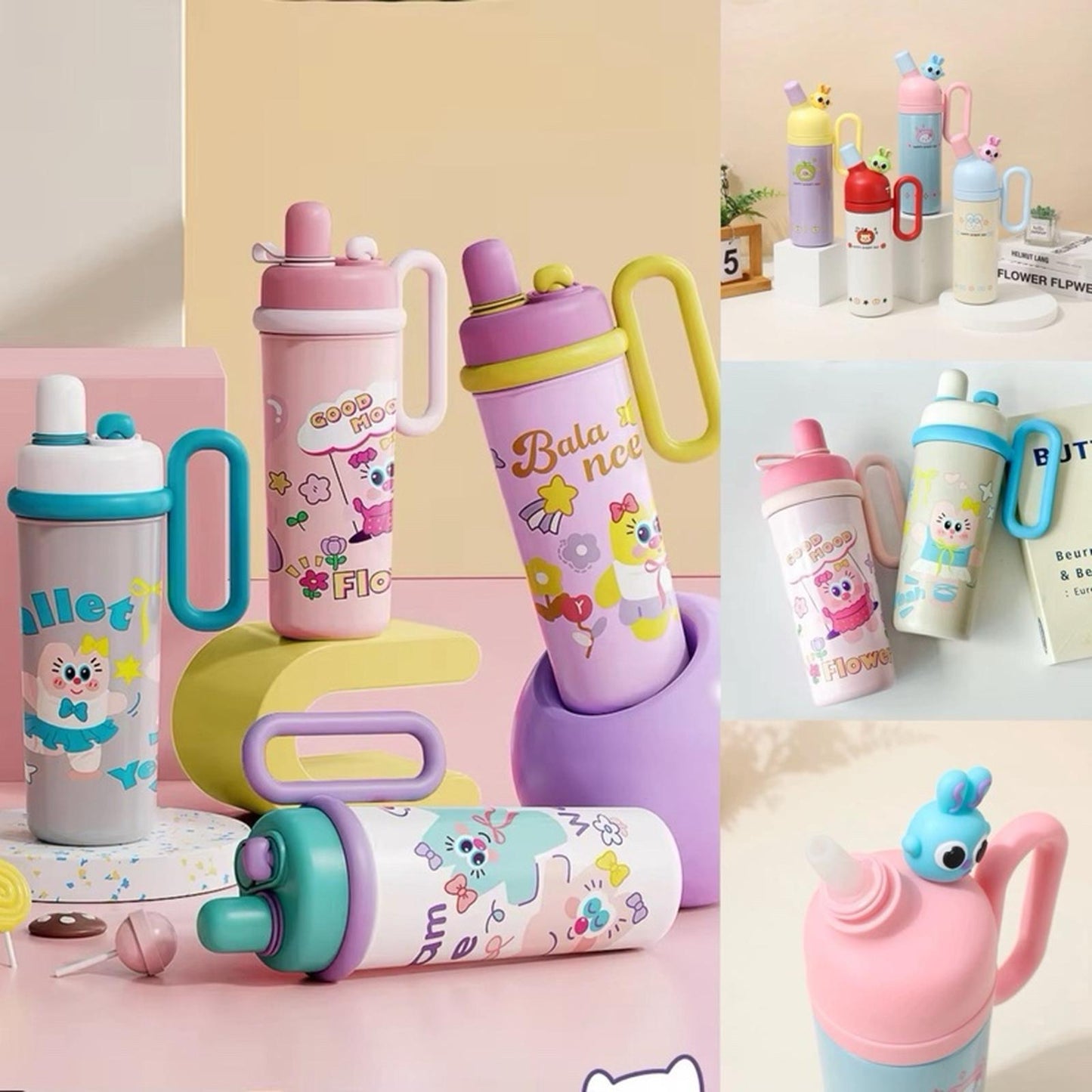 Purple bunny tumbler bottle