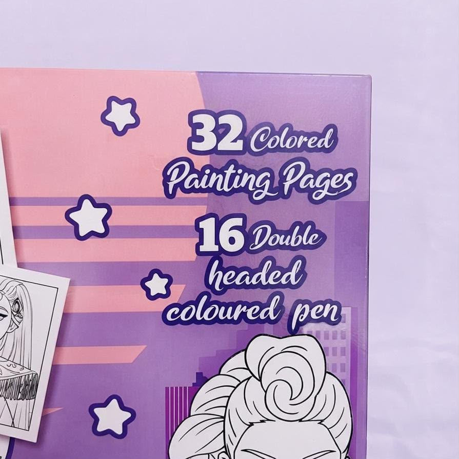 Variant 2 kids colouring book activity with 16 dual nip markers and drawing book