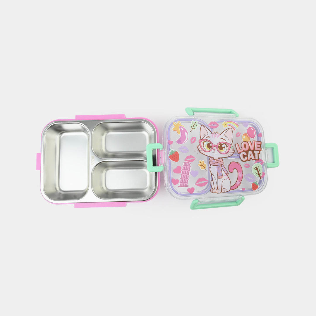 Cat Theme Insulated 3 Compartment Lunch Box