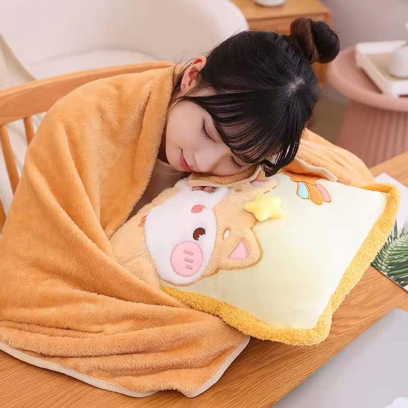 Yellow Cat Cushion + Blanket