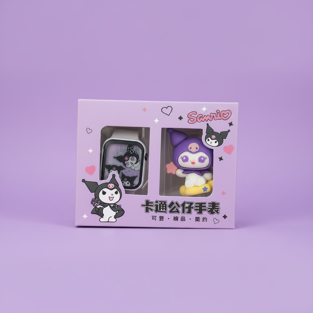 Kuromi digital watch gift set with keychain
