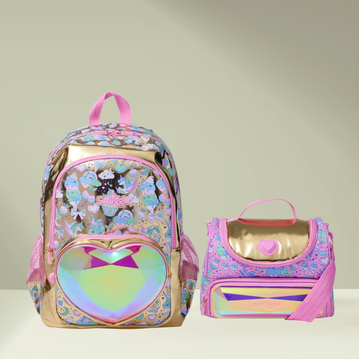 Golden Heart Theme Bundle (17-inch bag, Lunch bag)