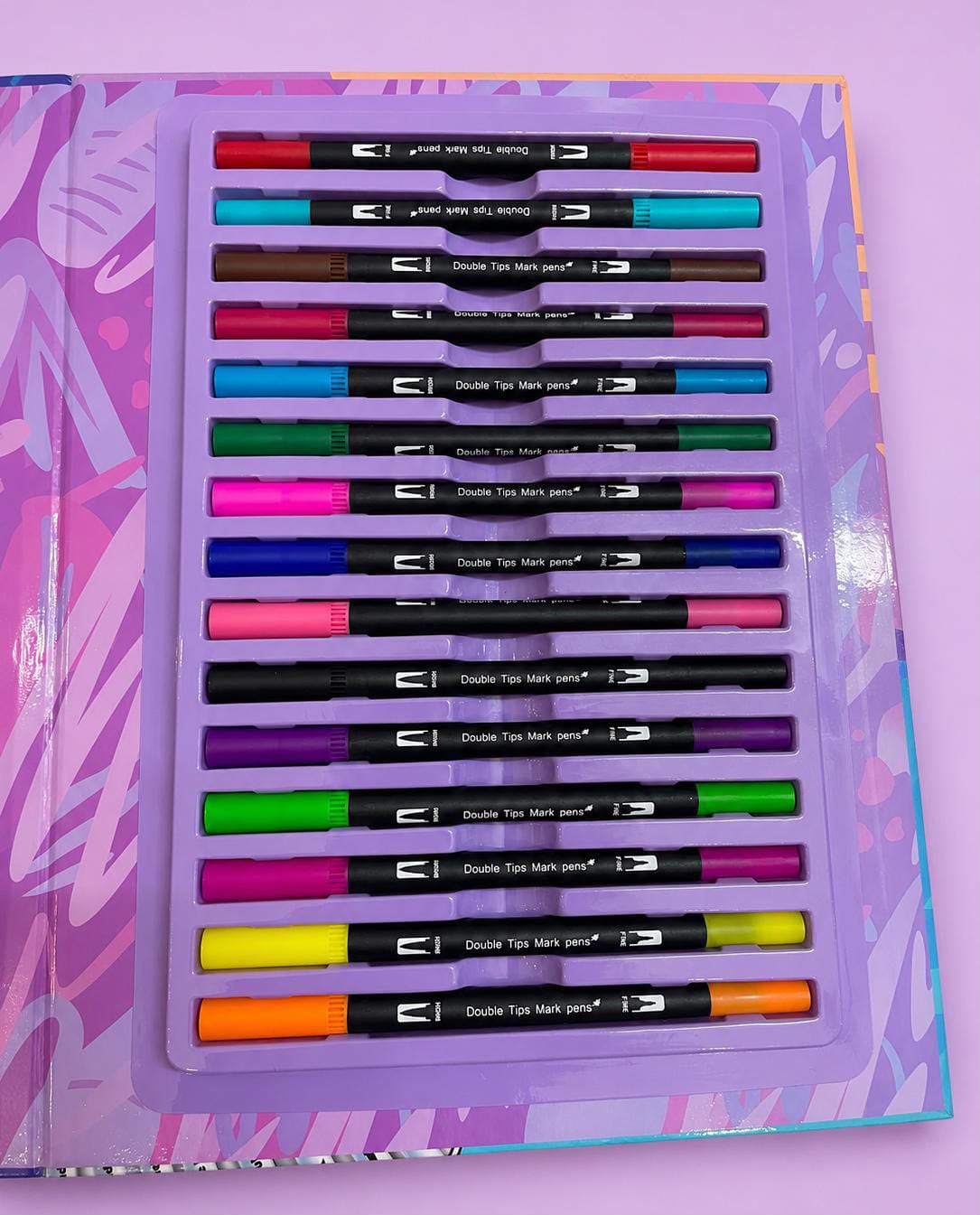 Variant 2 kids colouring book activity with 16 dual nip markers and drawing book