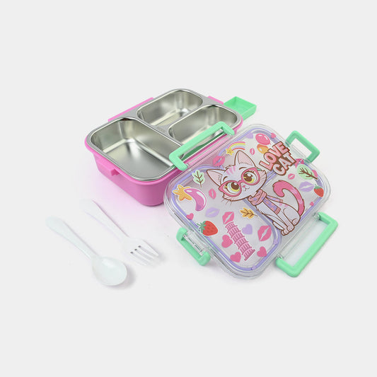 Cat Theme Insulated 3 Compartment Lunch Box