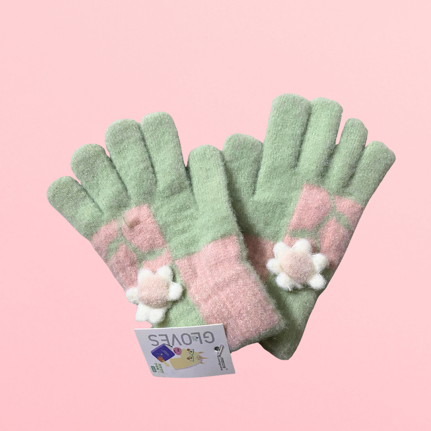 Flower Knitted Gloves