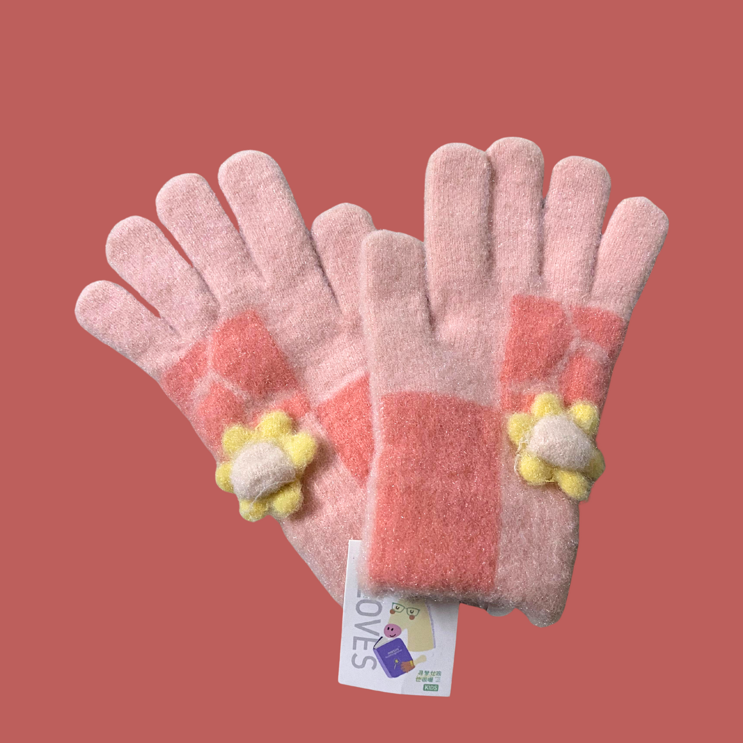 Flower Knitted Gloves